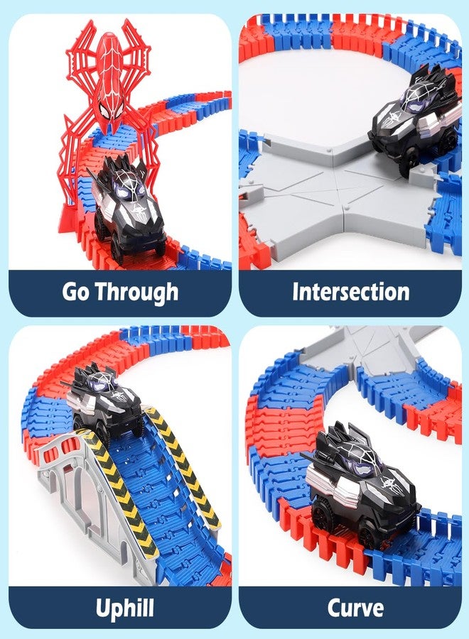 KaeKid Spider Race Track for Boys 3-8, 212PCS Race Car Track with 2 Spider Cars, DIY Flexible Track Playset, Toddler Toys Birthday Gifts for Kids - Image 3